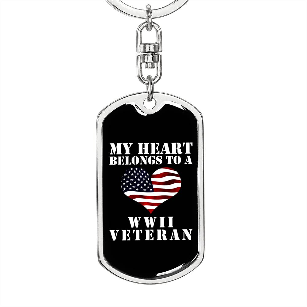 My Heart Belongs To A WWII Veteran - Luxury Dog Tag Keychain