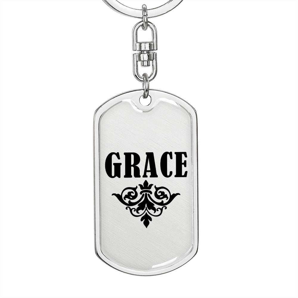 Grace v01a - Luxury Dog Tag Keychain