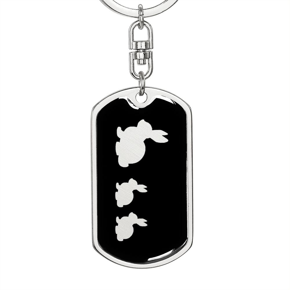 Mama Rabbit With 2 Kittens v2 - Luxury Dog Tag Keychain