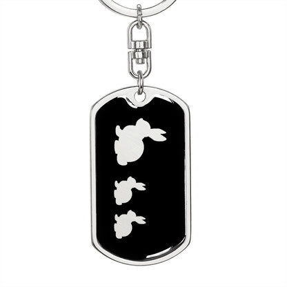 Mama Rabbit With 2 Kittens v2 - Luxury Dog Tag Keychain