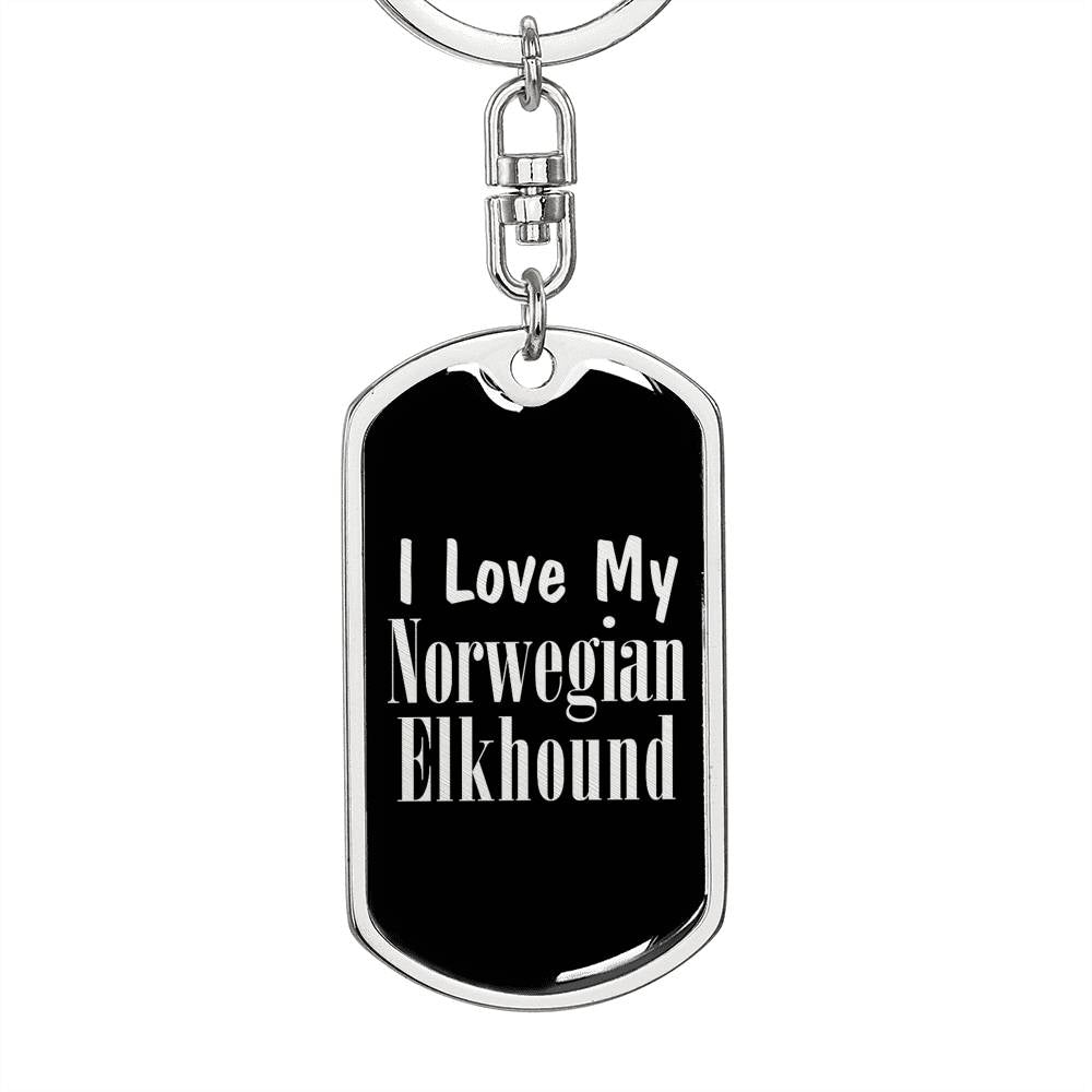 Love My Norwegian Elkhound v2 - Luxury Dog Tag Keychain