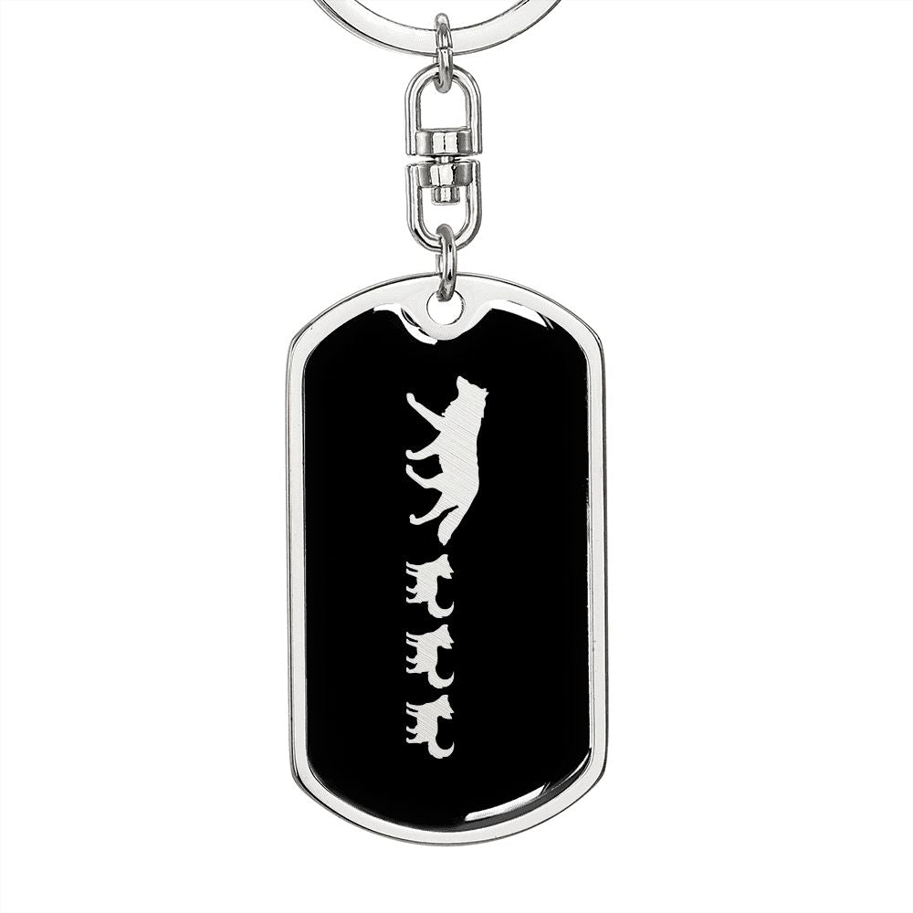 Mama Wolf With 3 Pups v2 - Luxury Dog Tag Keychain
