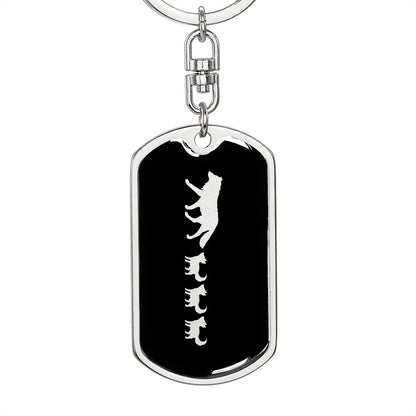 Mama Wolf With 3 Pups v2 - Luxury Dog Tag Keychain