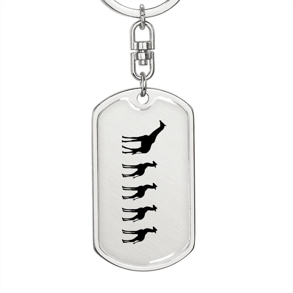 Mama Giraffe With 4 Calves - Luxury Dog Tag Keychain