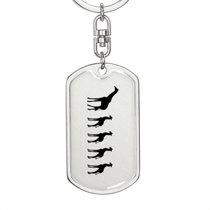 Mama Giraffe With 4 Calves - Luxury Dog Tag Keychain