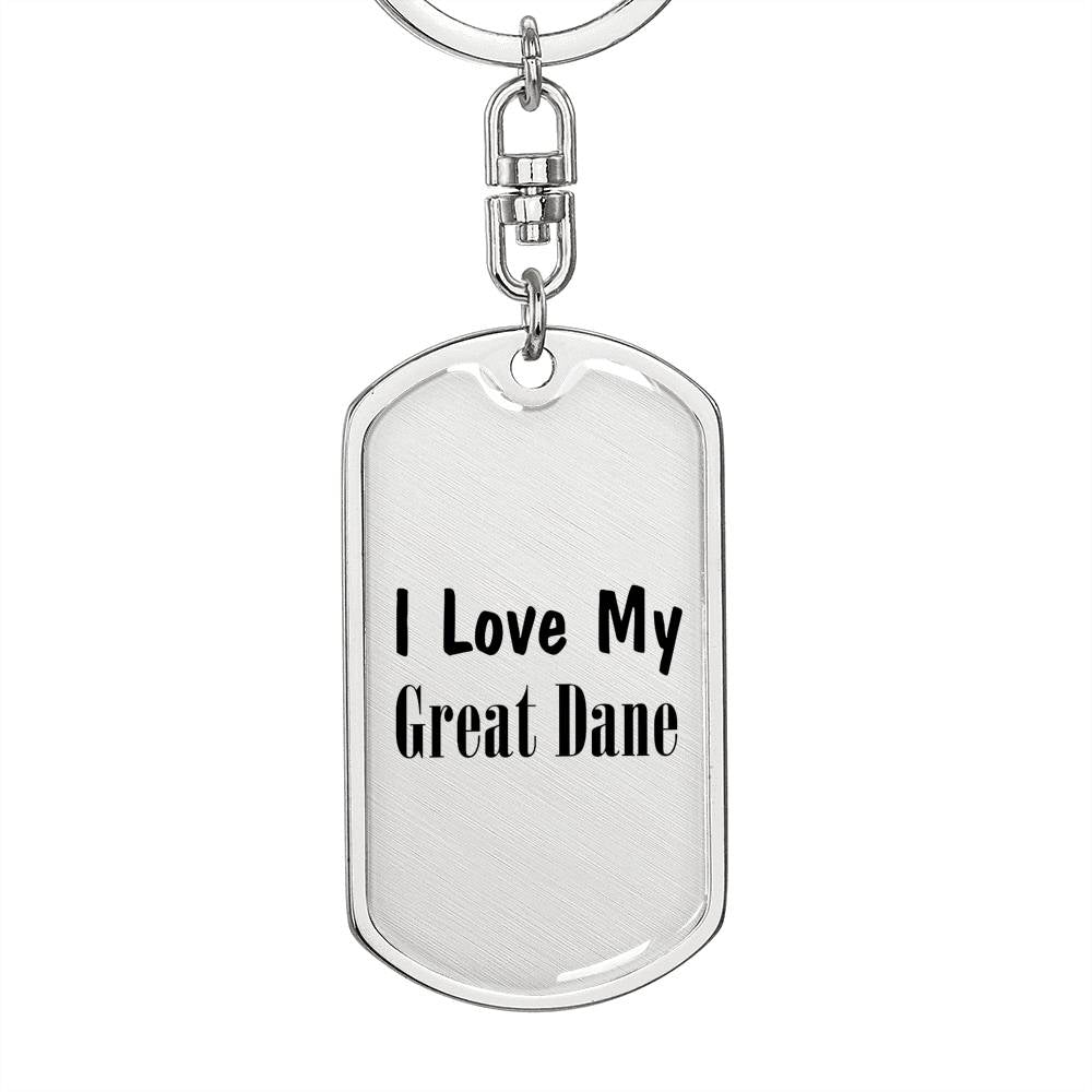 Love My Great Dane - Luxury Dog Tag Keychain