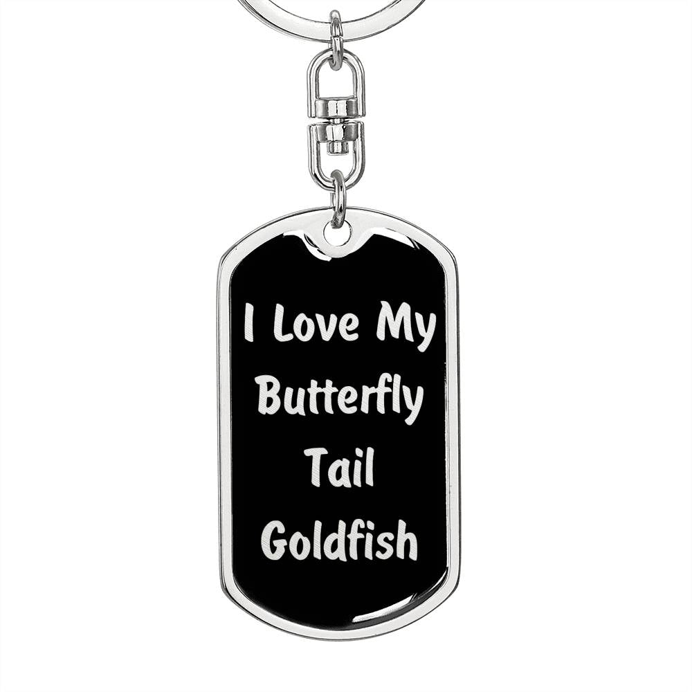 Love My Butterfly Tail Goldfish v2 - Luxury Dog Tag Keychain