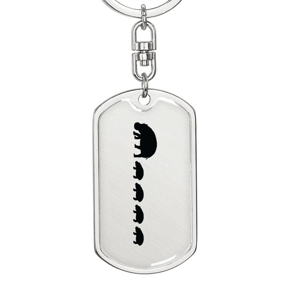 Mama Hippo With 4 Calves - Luxury Dog Tag Keychain