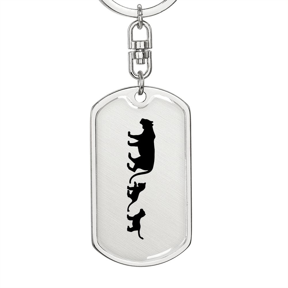 Mama Lioness With 2 Cubs - Luxury Dog Tag Keychain