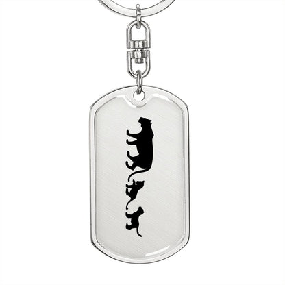 Mama Lioness With 2 Cubs - Luxury Dog Tag Keychain