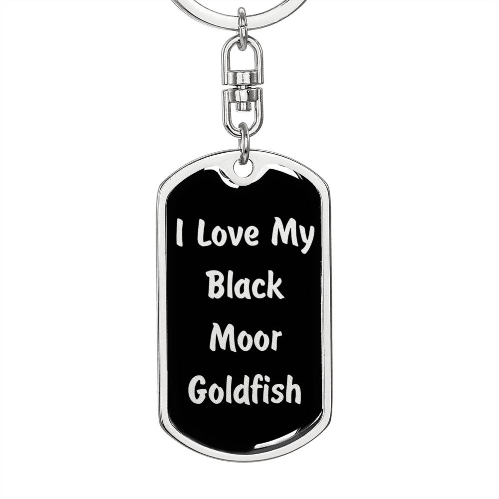 Love My Black Moor Goldfish v2 - Luxury Dog Tag Keychain