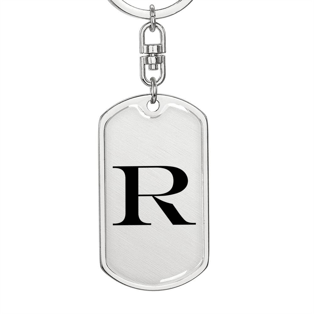 Initial R v1a - Luxury Dog Tag Keychain