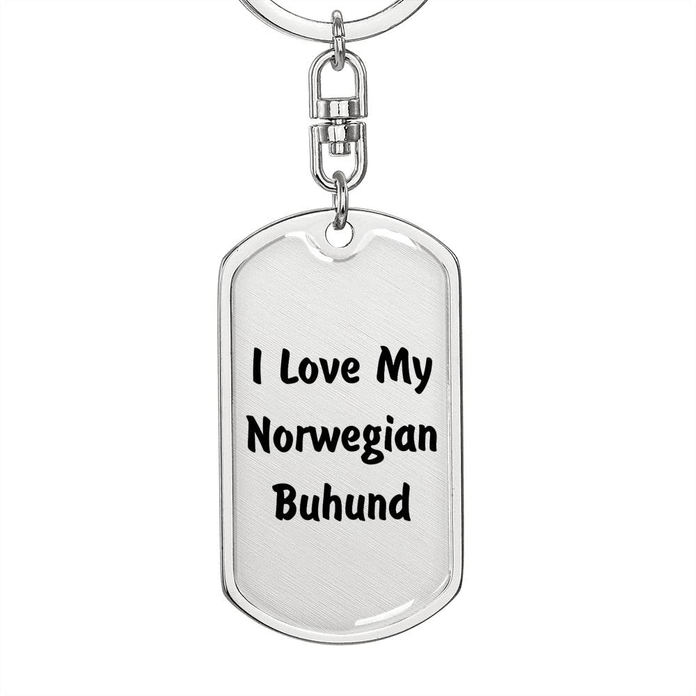 Love My Norwegian Buhund v4 - Luxury Dog Tag Keychain