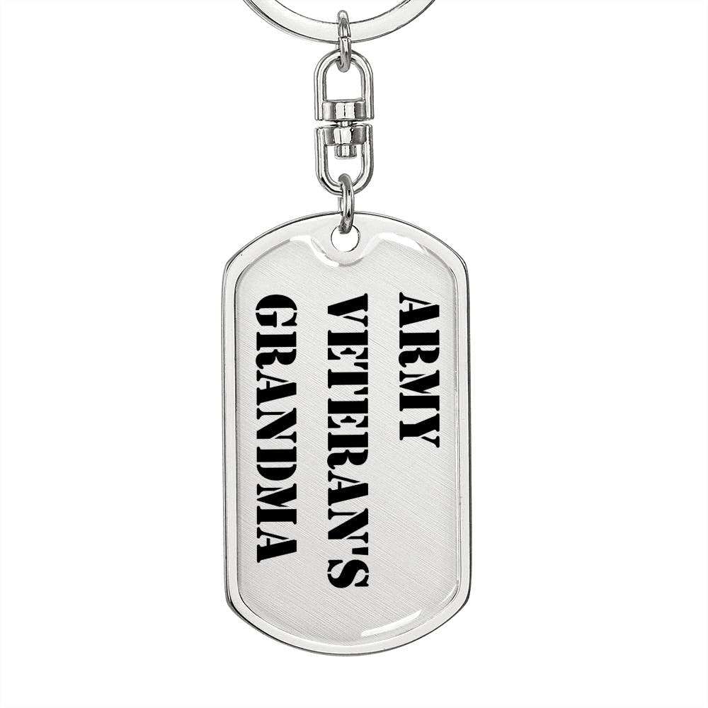 Army Veteran's Grandma - Luxury Dog Tag Keychain