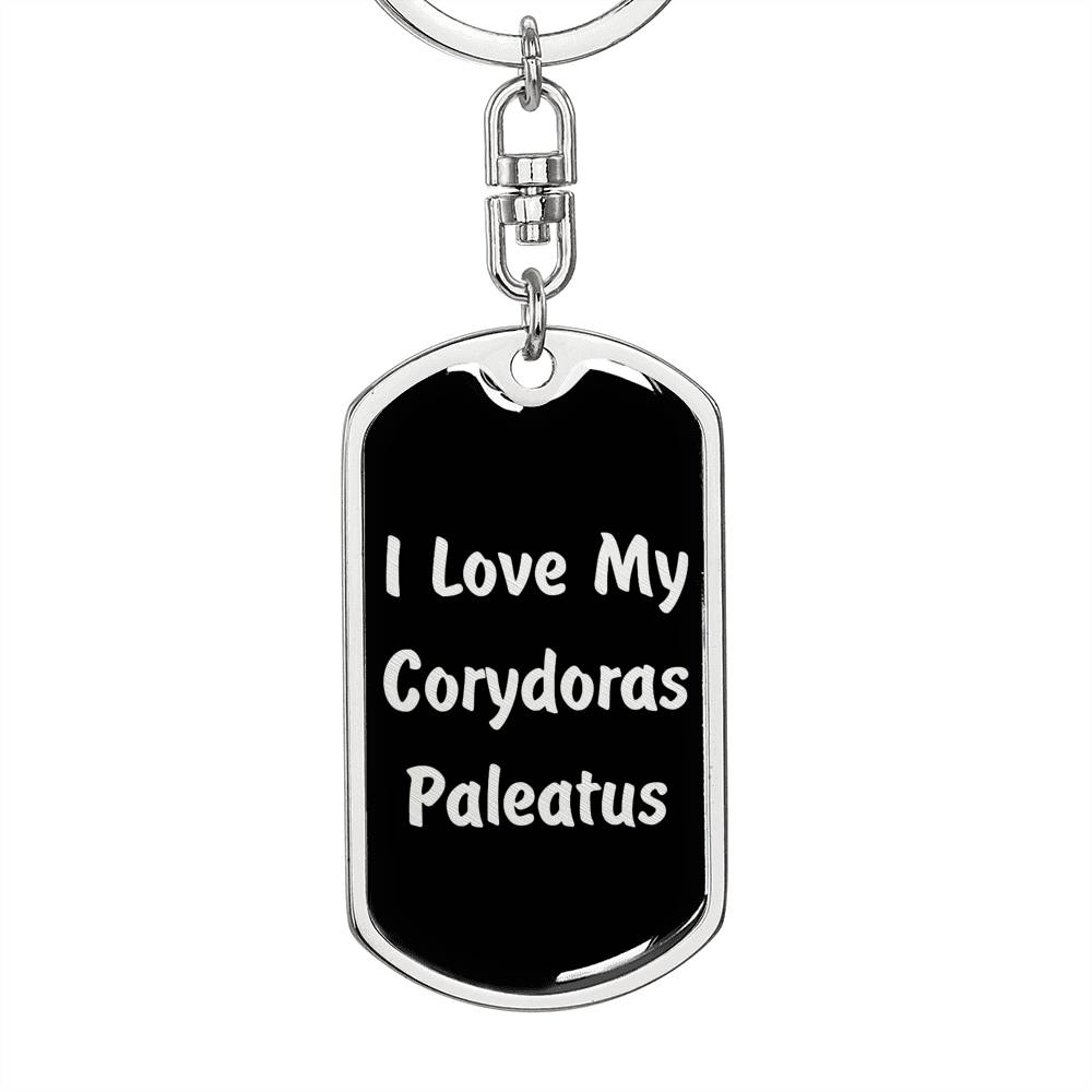 Love My Corydoras Paleatus v2 - Luxury Dog Tag Keychain