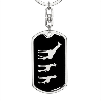 Mama Giraffe With 2 Calves v2 - Luxury Dog Tag Keychain