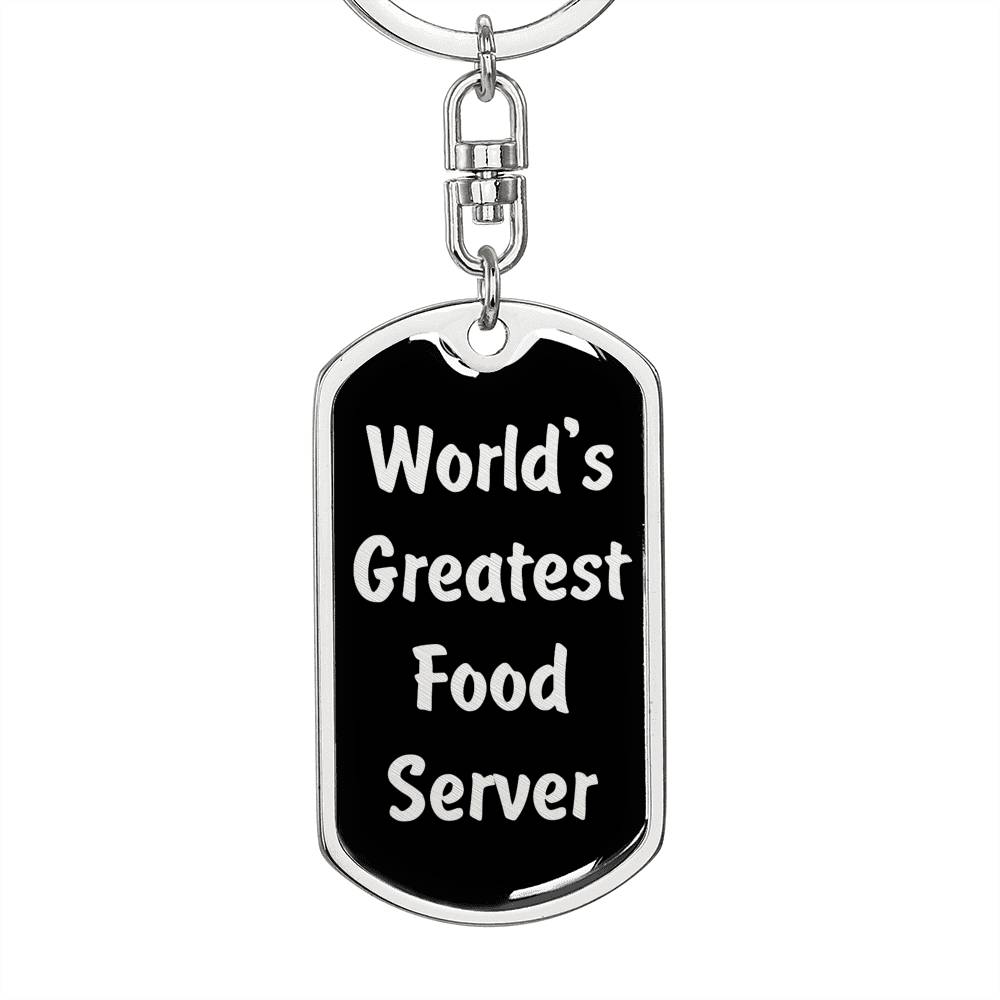 World's Greatest Food Server v2 - Luxury Dog Tag Keychain