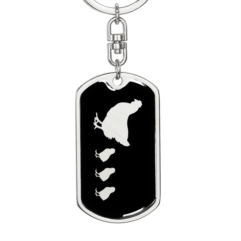 Mama Chicken With 3 Chicks v2 - Luxury Dog Tag Keychain