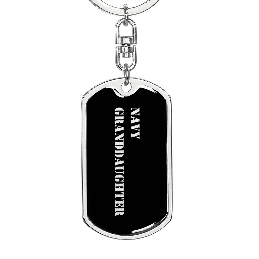 Navy Granddaughter v2 - Luxury Dog Tag Keychain