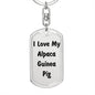 Love My Alpaca Guinea Pig - Luxury Dog Tag Keychain