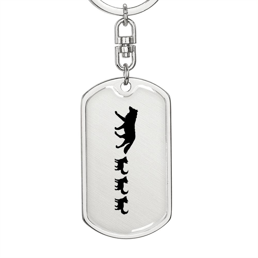Mama Wolf With 3 Pups - Luxury Dog Tag Keychain
