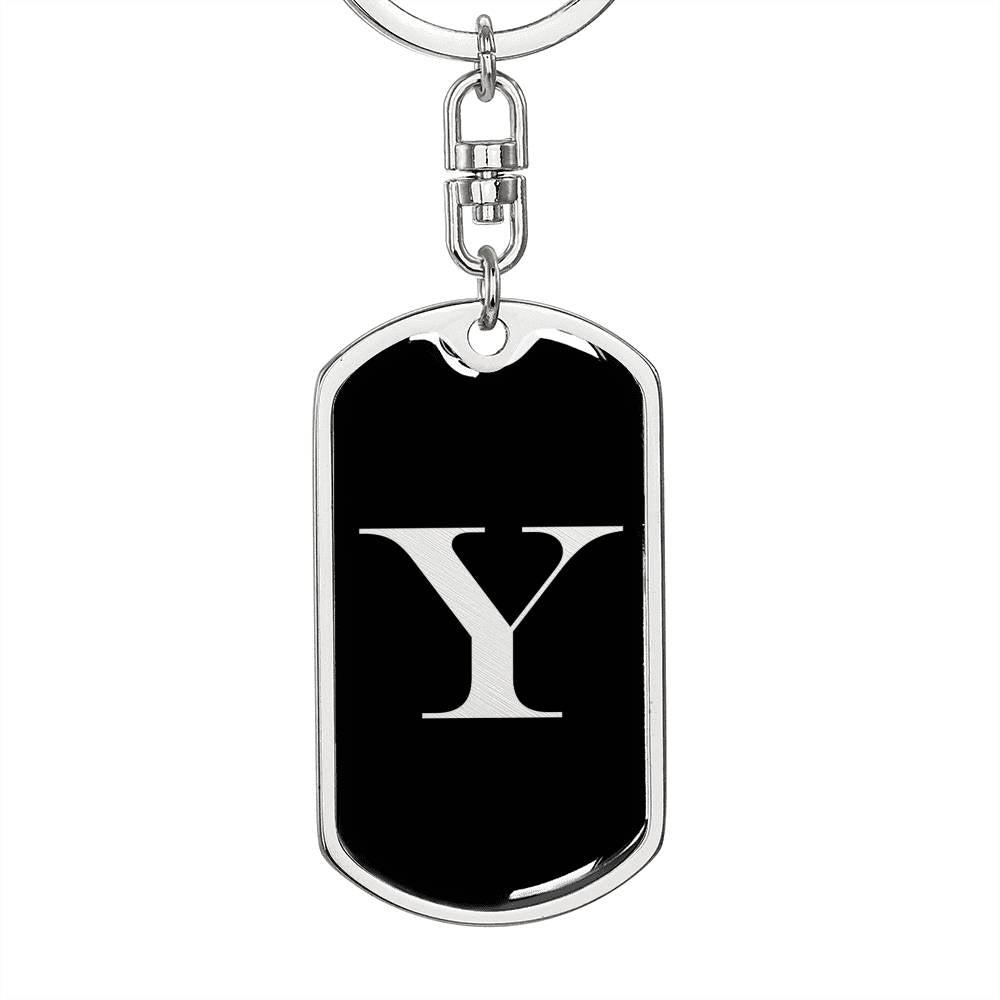 Initial Y v2a - Luxury Dog Tag Keychain