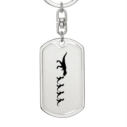 Mama Dinosaur With 4 Hatchlings - Luxury Dog Tag Keychain