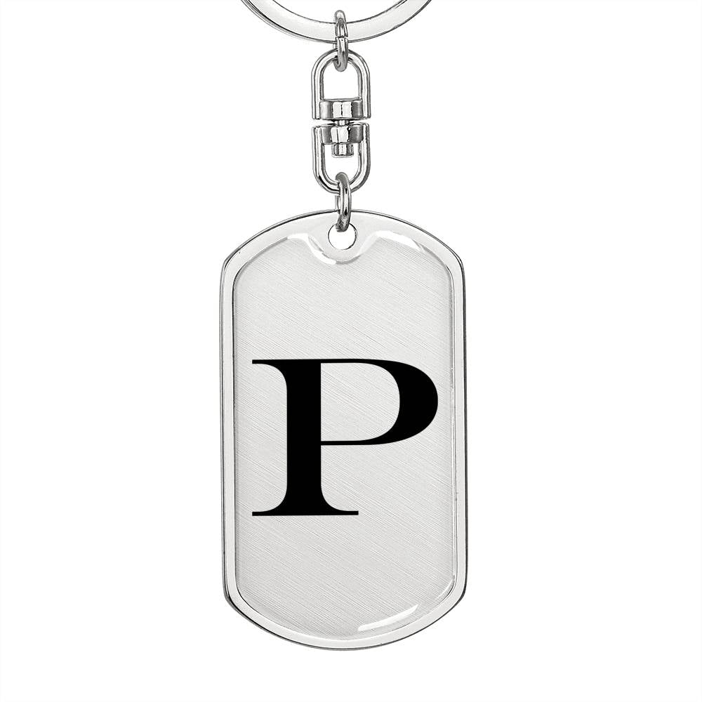 Initial P v1a - Luxury Dog Tag Keychain