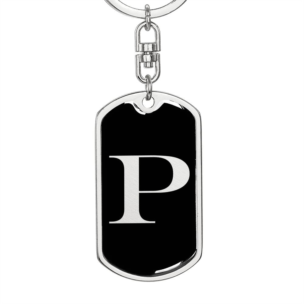 Initial P v2a - Luxury Dog Tag Keychain