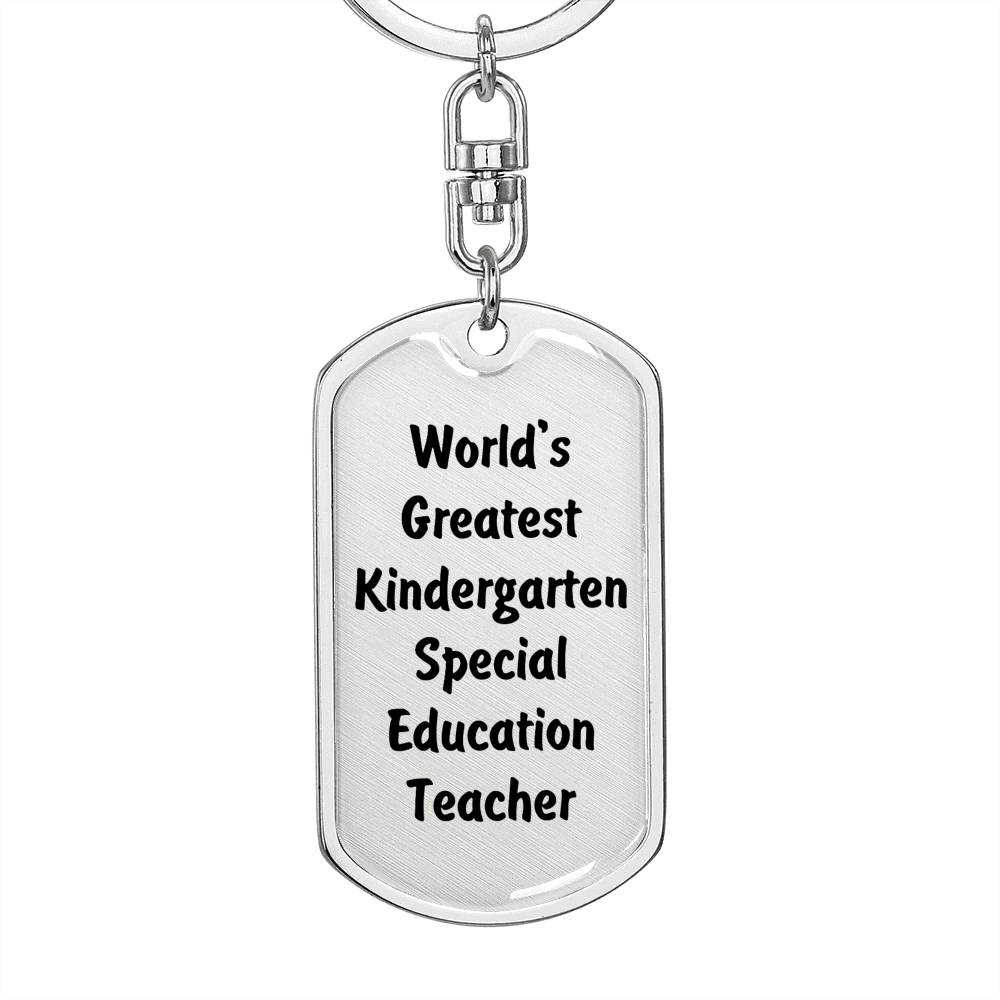World's Greatest Kindergarten Special Education Teacher - Luxury Dog Tag Keychain