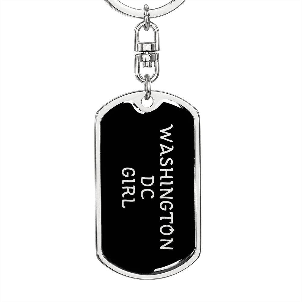 Washington, DC Girl v5 - Luxury Dog Tag Keychain