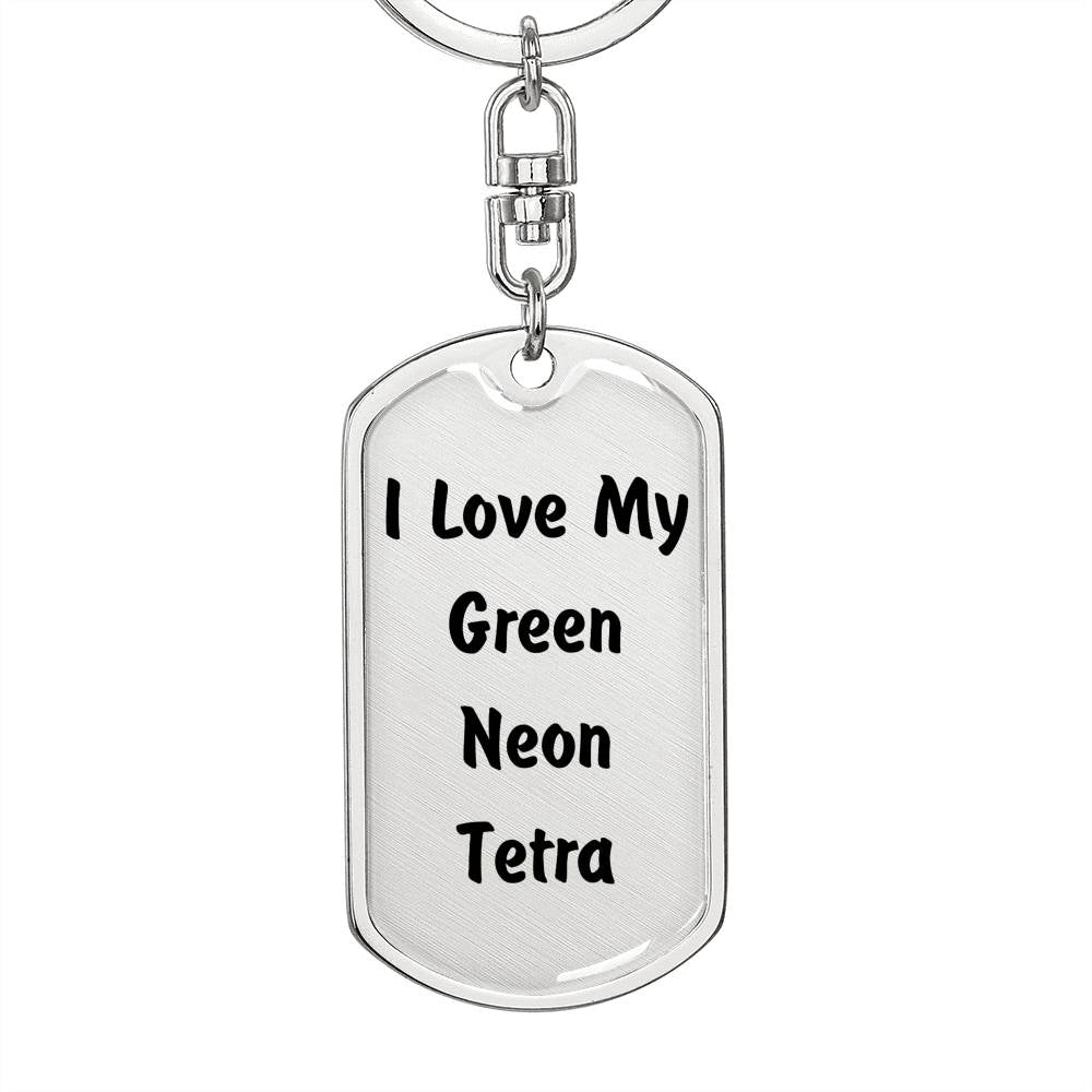 Love My Green Neon Tetra - Luxury Dog Tag Keychain