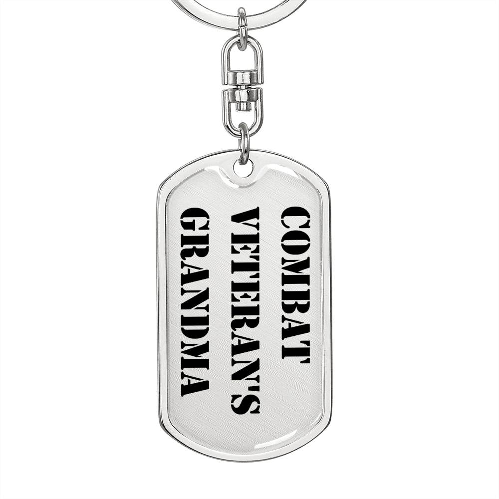 Combat Veteran's Grandma - Luxury Dog Tag Keychain