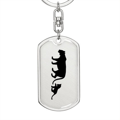 Mama Lioness With 1 Cub - Luxury Dog Tag Keychain