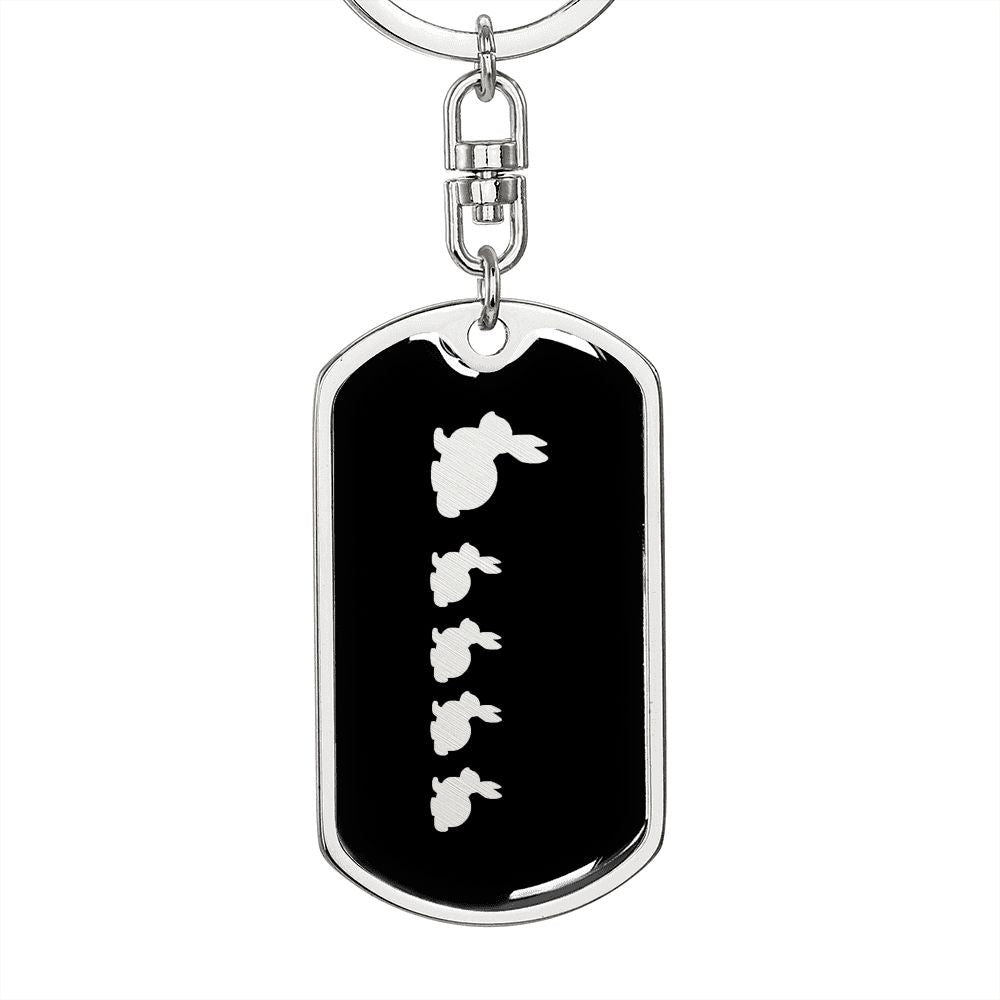 Mama Rabbit With 4 Kittens v2 - Luxury Dog Tag Keychain