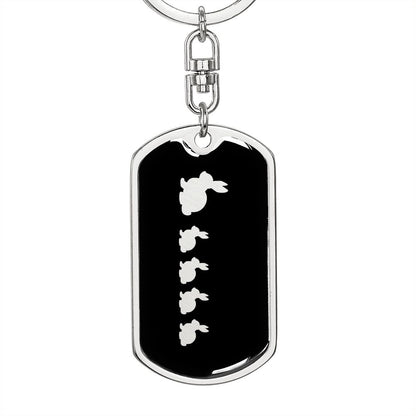 Mama Rabbit With 4 Kittens v2 - Luxury Dog Tag Keychain