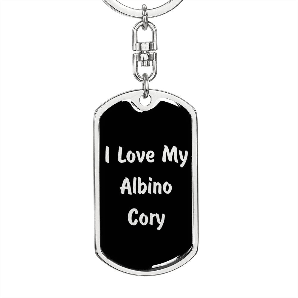 Love My Albino Cory v2 - Luxury Dog Tag Keychain
