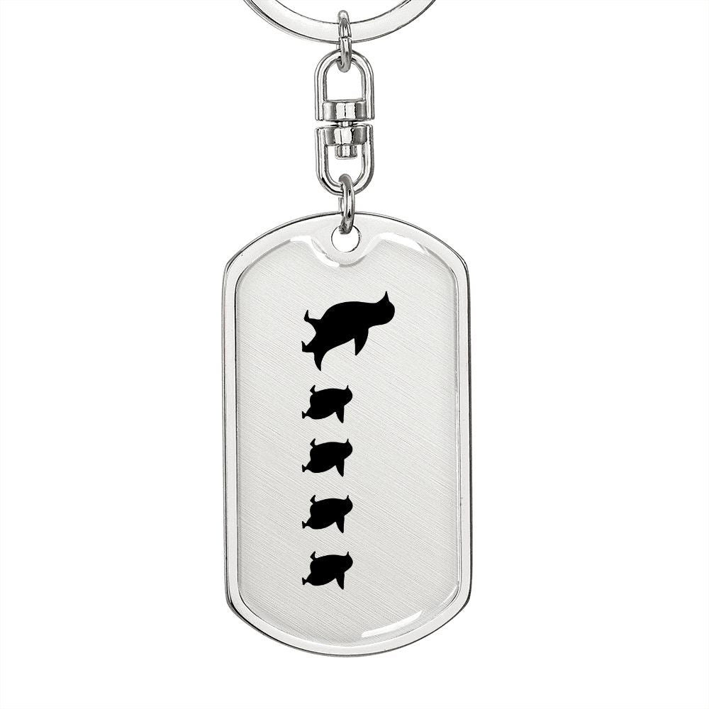 Mama Penguin With 4 Chicks - Luxury Dog Tag Keychain