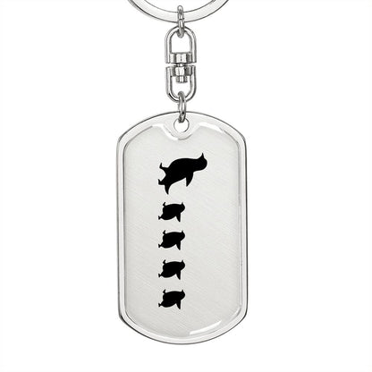 Mama Penguin With 4 Chicks - Luxury Dog Tag Keychain