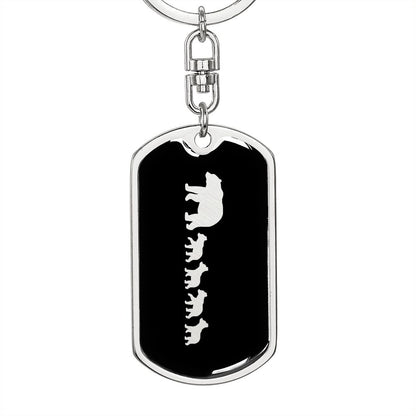 Mama Bear With 4 Cubs v2 - Luxury Dog Tag Keychain