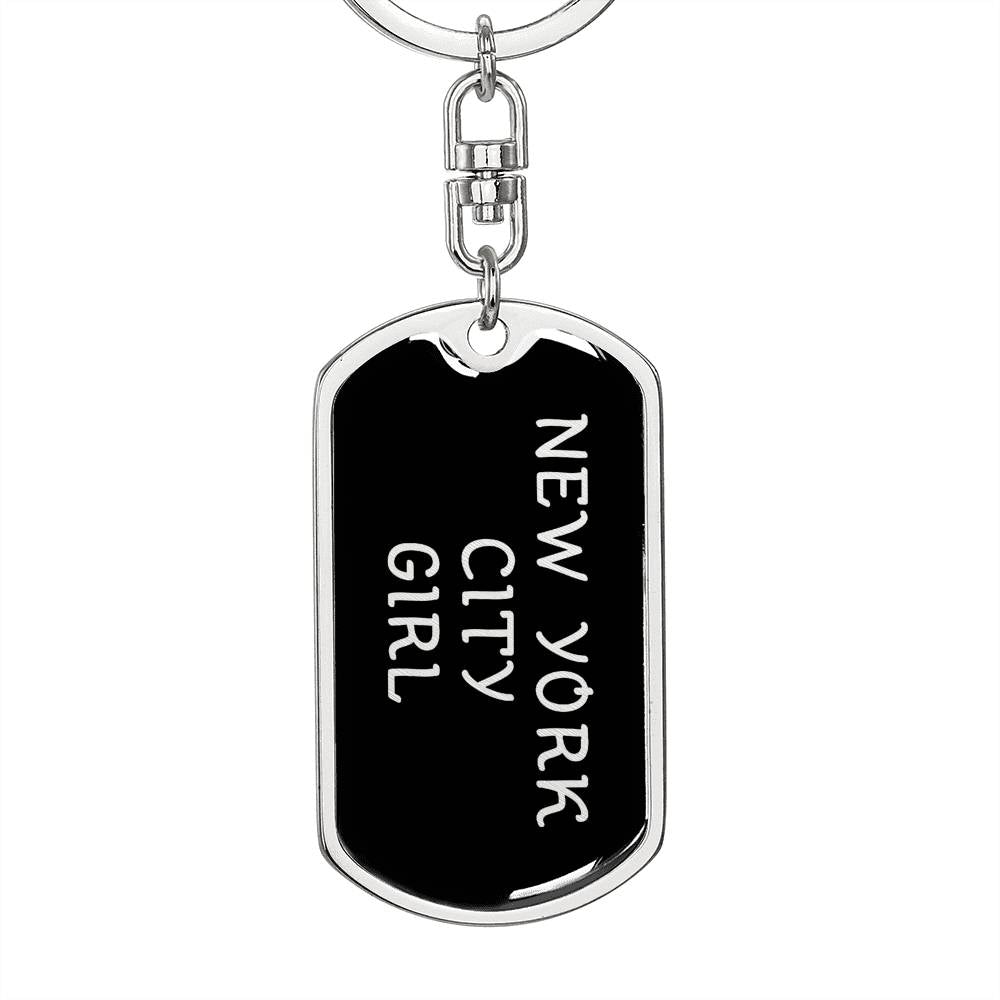 New York City Girl v5 - Luxury Dog Tag Keychain