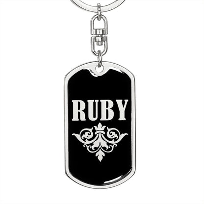 Ruby v02a - Luxury Dog Tag Keychain