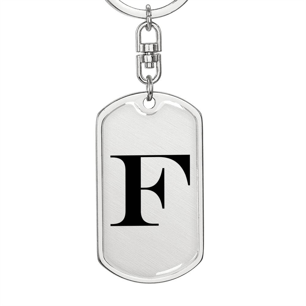 Initial F v1a - Luxury Dog Tag Keychain