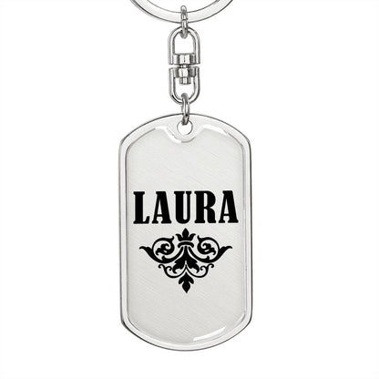 Laura v01a - Luxury Dog Tag Keychain
