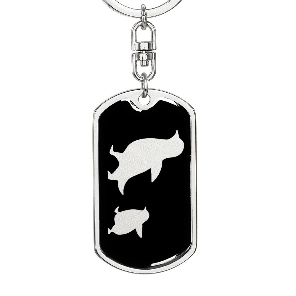 Mama Penguin With 1 Chick v2 - Luxury Dog Tag Keychain