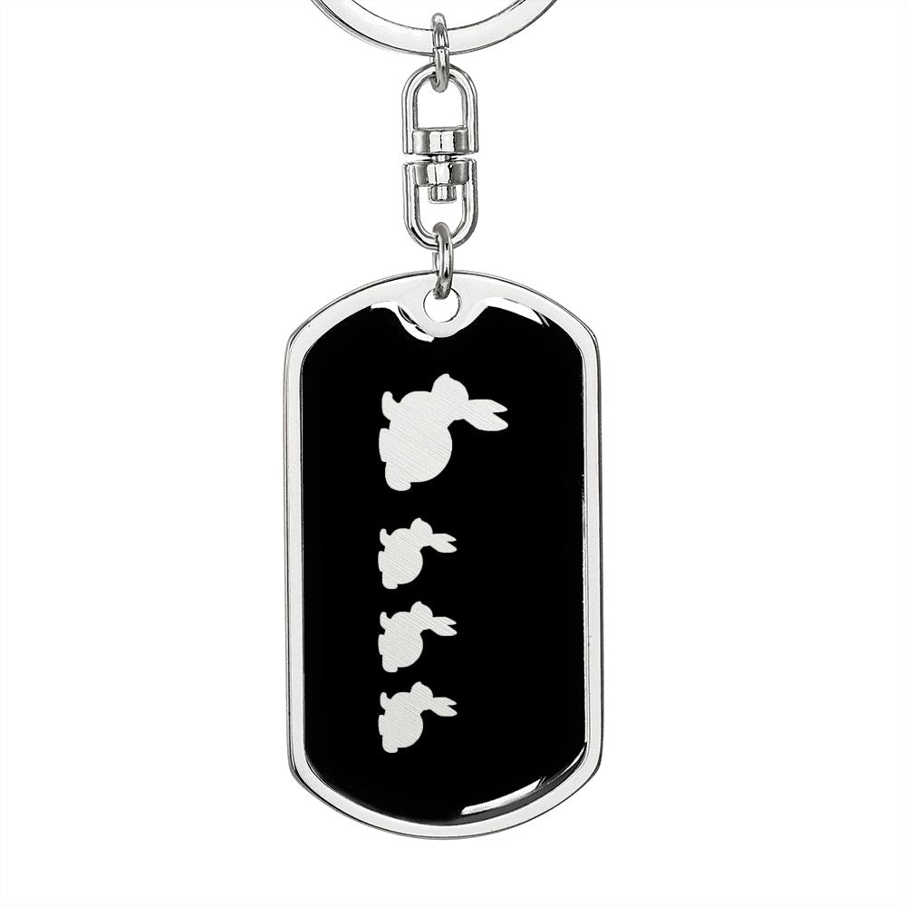 Mama Rabbit With 3 Kittens v2 - Luxury Dog Tag Keychain