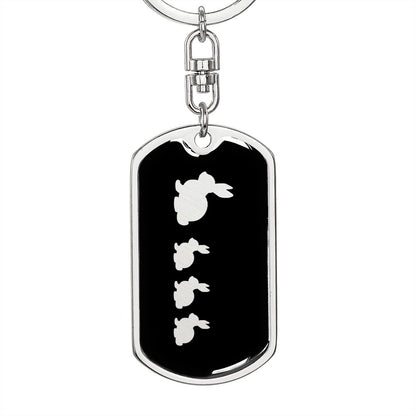 Mama Rabbit With 3 Kittens v2 - Luxury Dog Tag Keychain