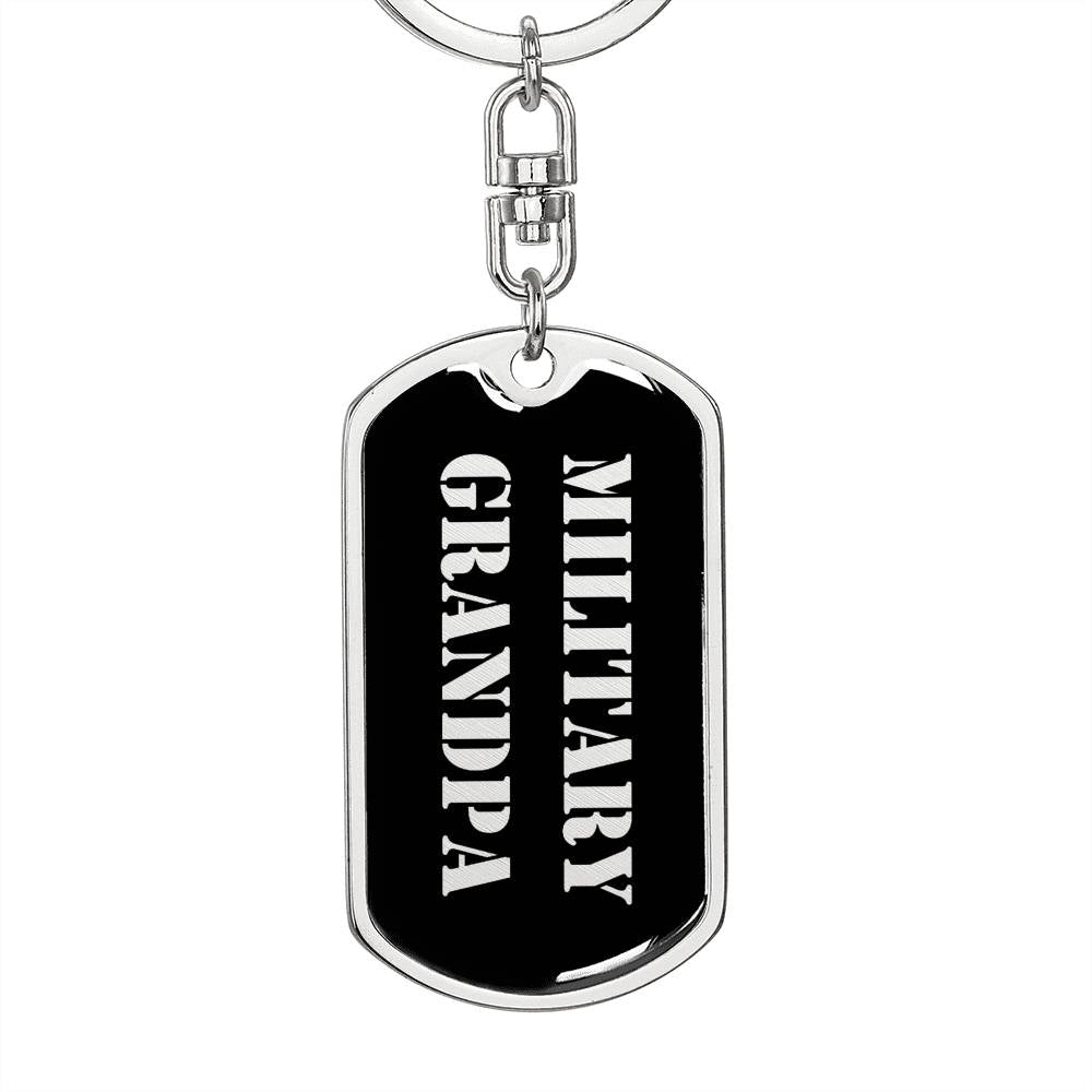 Military Grandpa v2 - Luxury Dog Tag Keychain