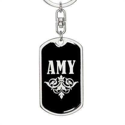 Amy v02a - Luxury Dog Tag Keychain