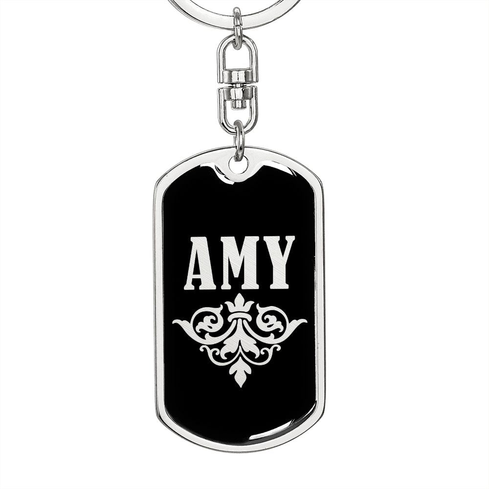 Amy v02a - Luxury Dog Tag Keychain